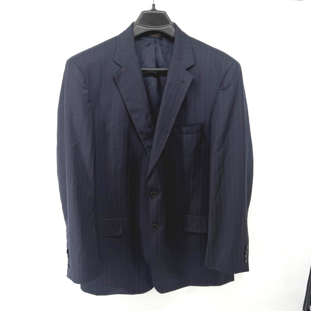Jos A Bank Signature Gold 44R 100% Wool Navy Pinstripe Suit Jacket Blazer Mens